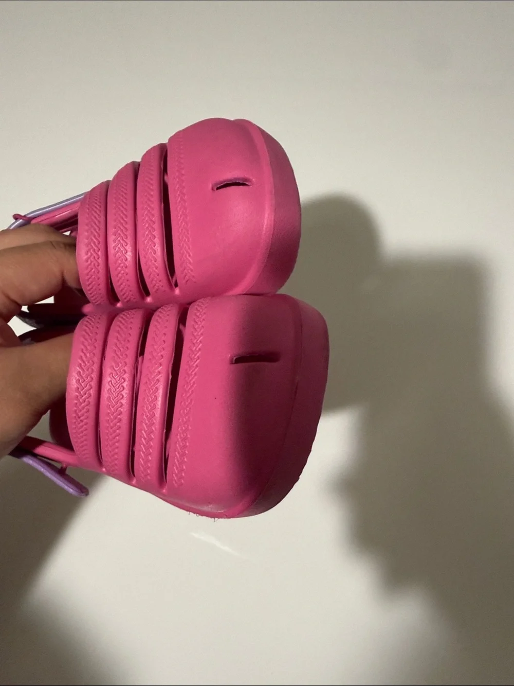 Havaianas Bright Pink Kids Sandals with Lavender Heel Straps Sz 9C